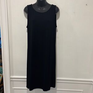 Eileen Fisher Black Sleeveless Shift Dress Viscose & Spandex Size Medium